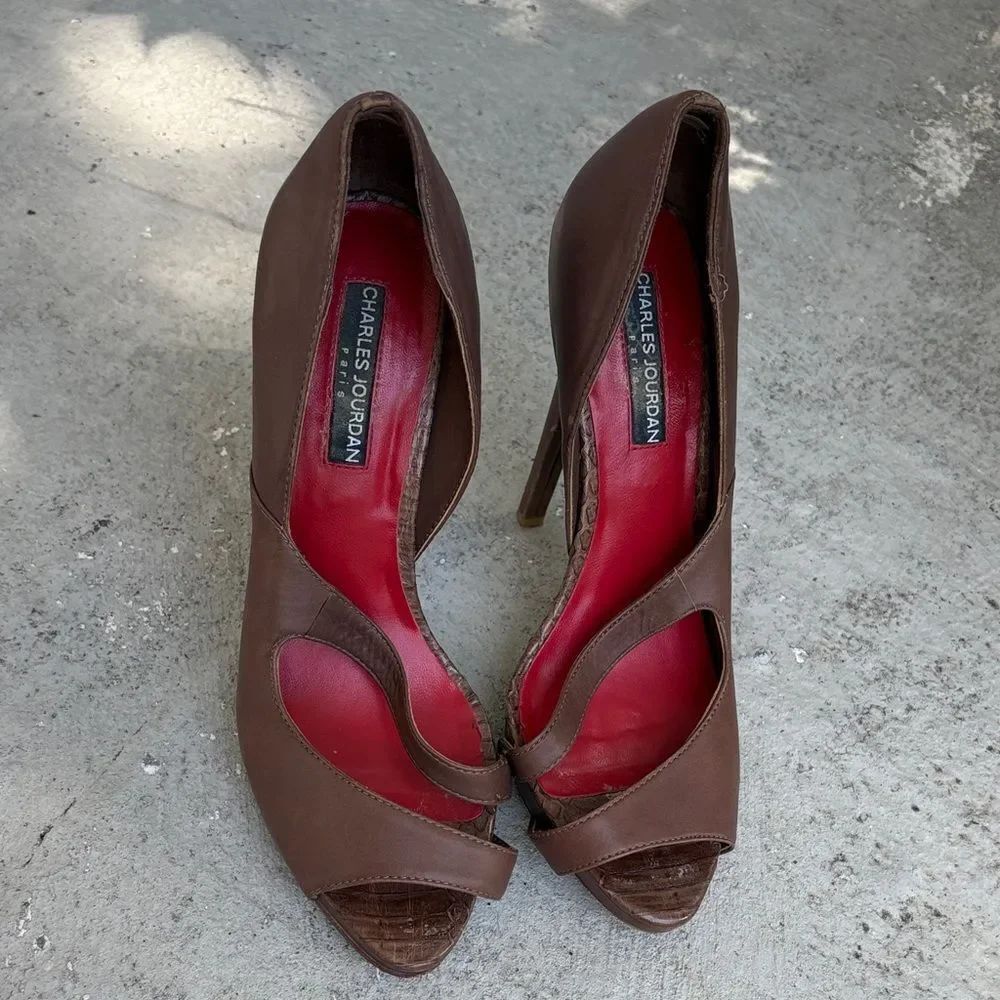 Vintage Charles Jourdan peep toe heels